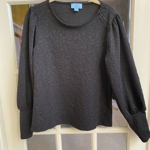 Black textured long sleeved top